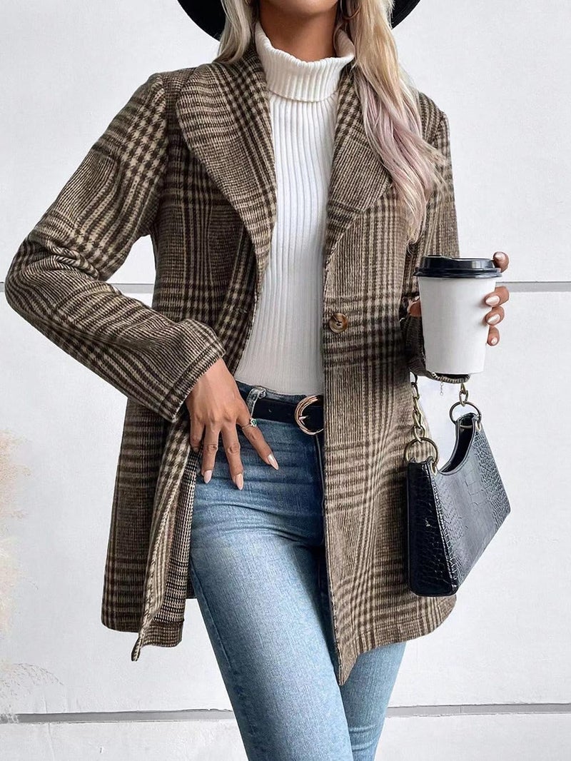 utcoco Womens 2025 Business Casual Blazers Long Sleeve Open Front Work Office Blazer Jacket (Medium, Brown Khaki) - Image 3