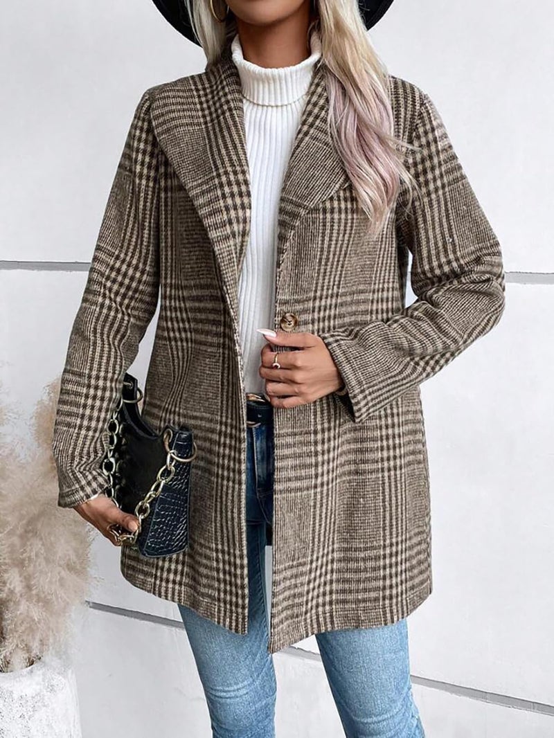 utcoco Womens 2025 Business Casual Blazers Long Sleeve Open Front Work Office Blazer Jacket (Medium, Brown Khaki) - Image 2