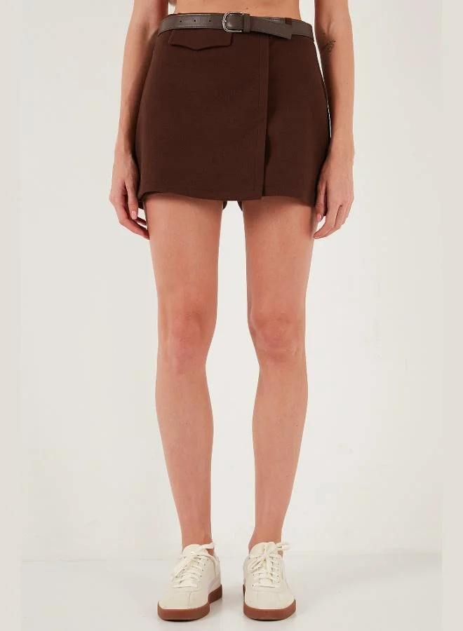 Lela Lela Cotton Blend Relaxed Fit High Waist Mini Length Shorts Skirt Women's SHORTS SKIRT 611SR0037