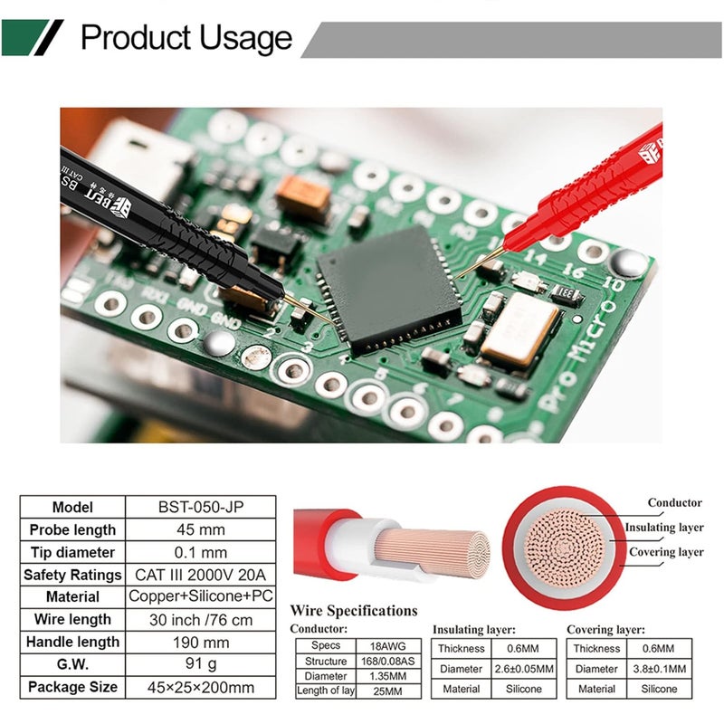 محابس اختبار السيليكون النحاسية المتعددة 20 أمبير 2000 فولت مع أطراف فائقة التوصيل قابلة للاستبدال - Image 4