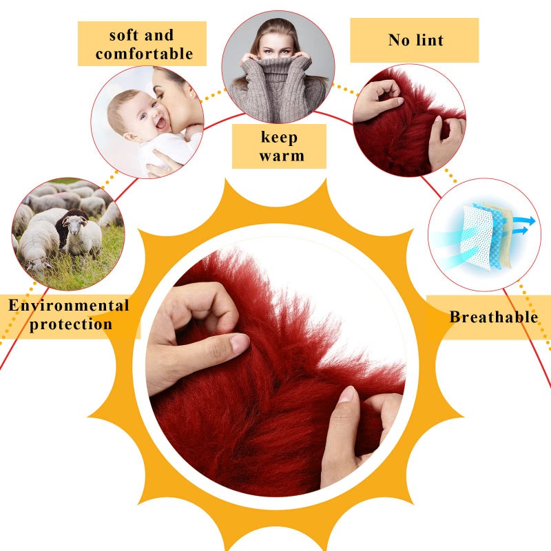 Frienda Furry Armrest Cover Auto Center Console Cover Car Soft Console Pad, Real Sheepskin Wool Soft Fluffy Auto Center Armrest Pad for Most Car Decoration Protector(Wine Red) - Image 5