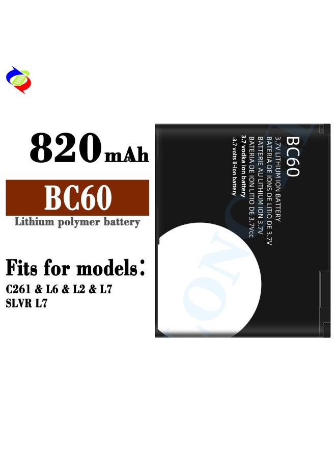Generic - For Motorola BC60 Mobile Phone Battery C261/L6/L2/L7/SLVR L7 Foreign Trade-Standard Capacity:BC60 - Image 1