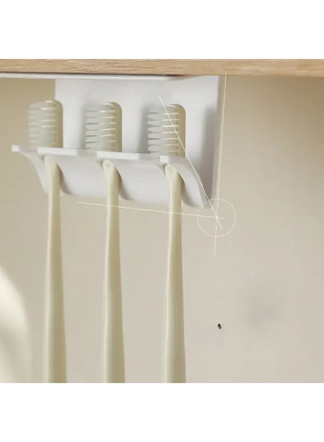 Self Adhesive Plastic Bathroom Organizer No Drill Wall Mounted Electric Shaver Rack White - Image 5
