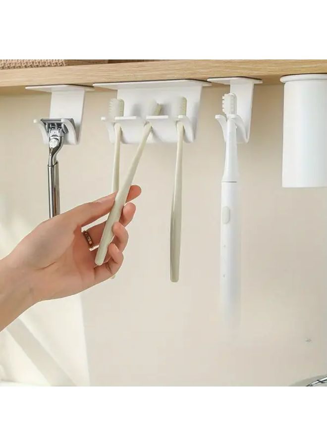 Self Adhesive Plastic Bathroom Organizer No Drill Wall Mounted Electric Shaver Rack White - Image 1