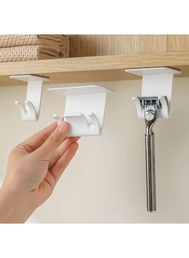 Self Adhesive Plastic Bathroom Organizer No Drill Wall Mounted Electric Shaver Rack White - Image 2