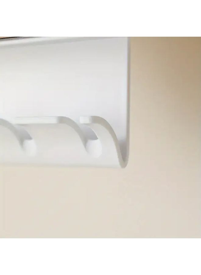 Self Adhesive Plastic Bathroom Organizer No Drill Wall Mounted Electric Shaver Rack White - Image 3