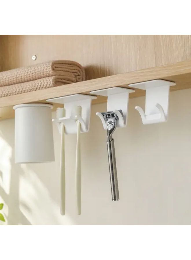Self Adhesive Plastic Bathroom Organizer No Drill Wall Mounted Electric Shaver Rack White - Image 4