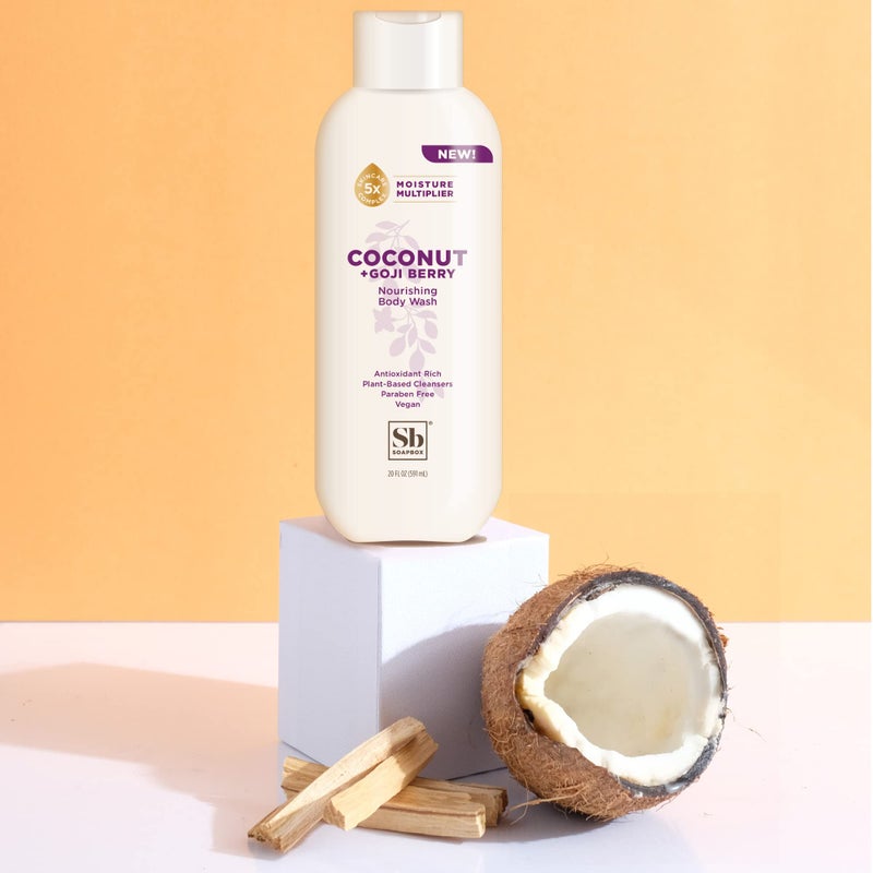 Soapbox Body Wash, Coconut + Goji Berry Body Wash for Women, Men, Vegan + Antioxidant Rich Moisturizing Soap with Shea Butter, Peptides & Keratin Promoting B3, 3 Pack, 20oz Each - Image 4