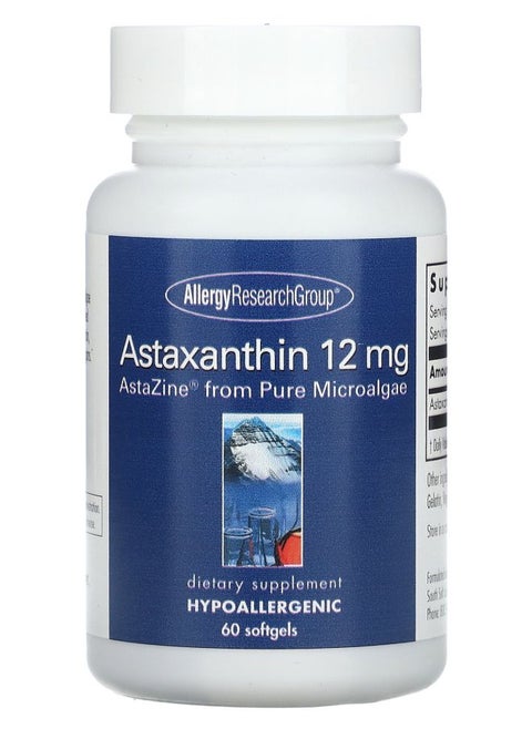 Astaxanthin  AstaZine from Pure Microalgae 12 mg 60 softgels