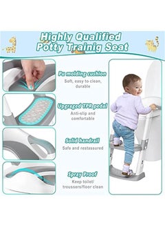 Gonice DMG Potty Training Seat, Kids Toilet Training Seat with Step Stool, Foldable Portable Potty Chair with Adjustable Height Ladder Guard Handle Soft Cushion White for Baby Toddler Boys Girls (Grey)  - Image 4