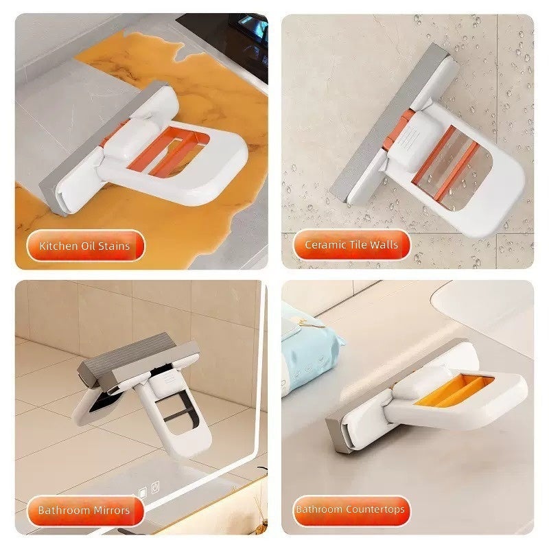 ممسحة صغيرة للكitchen والحمام - تنظيف بدون استخدام اليدين، قابلة للتعليق على الحائط - Image 4