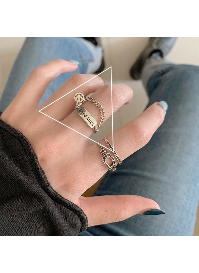 Generic S925 Sterling Silver Roman Numeral Open Index Finger Ring For Women Simple Trendy Internet Celebrity Personalized Ring Retro 