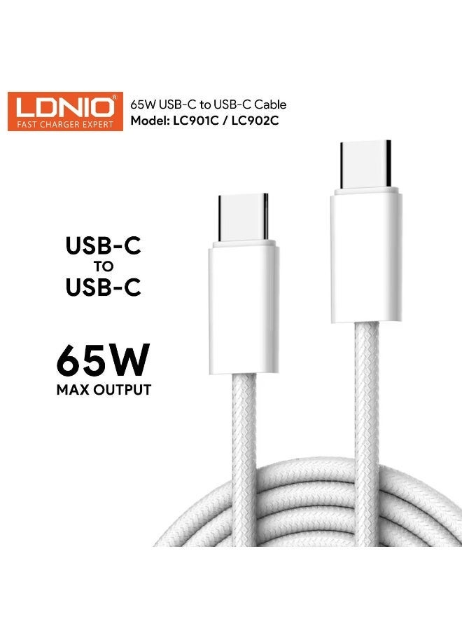 لدنيو كابل شحن سريع للغاية 65 وات USB من النوع C إلى النوع C بطول 1 متر لهاتف iPhone 17/16/15 وiPad وMacbook وSamsung - Image 2