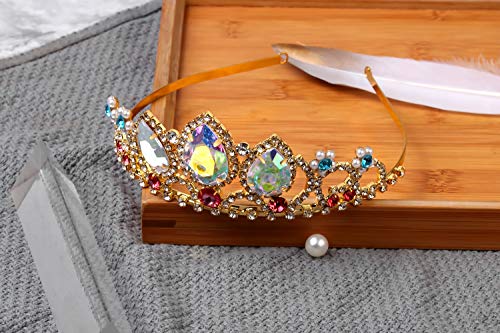 HEIKLN Rapunzel Tiara Princess Crown Tangled Inspired Halloween Costume Aurora Borealis Stone Sparkle Gold Crown Sweet Gift - Image 5