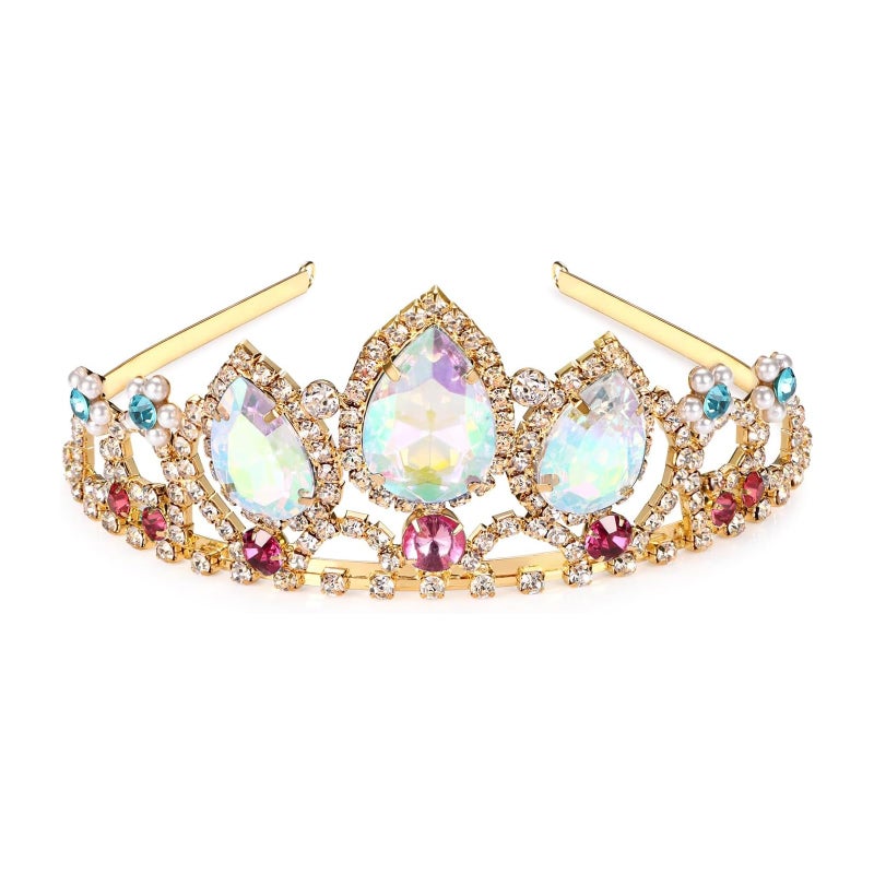 HEIKLN Rapunzel Tiara Princess Crown Tangled Inspired Halloween Costume Aurora Borealis Stone Sparkle Gold Crown Sweet Gift - Image 4