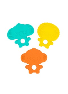 Bright Starts Gummy Buddies 3-Pack Textured Teethers - BPA-Free Elephant/Lion/Monkey  - Image 1