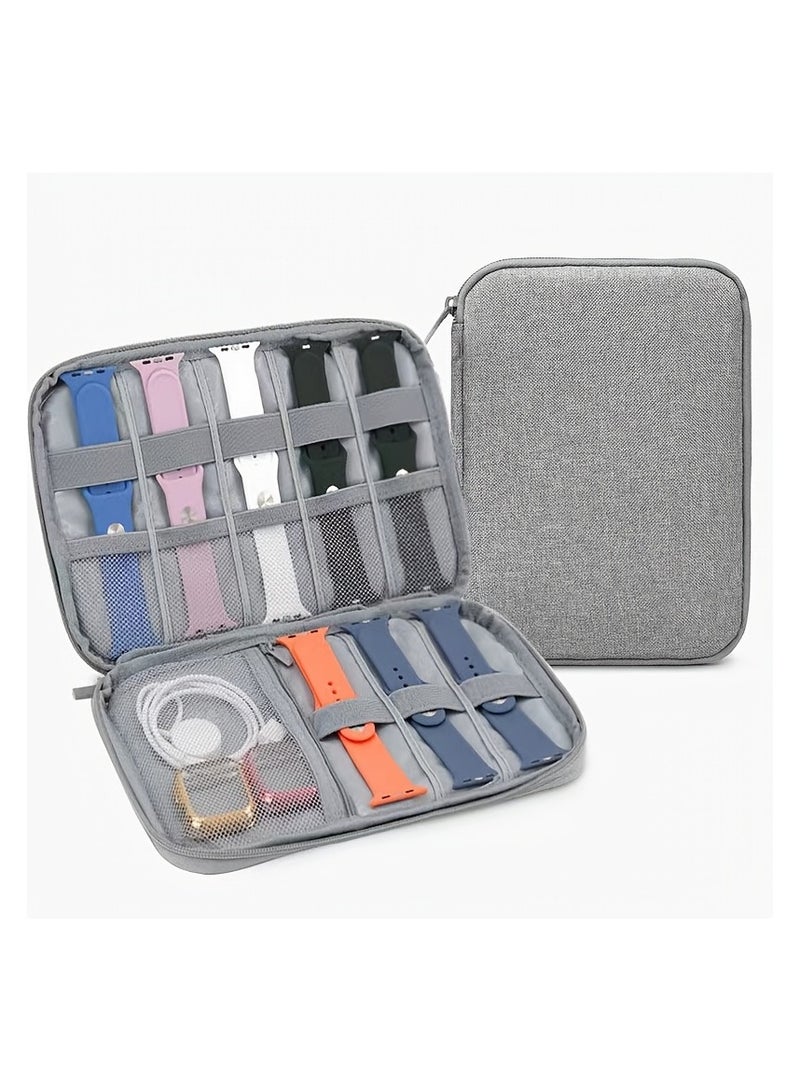 Watch Strap Storage Bag with 8 Elastic Rings to Store 8 Straps, a Zipper Pocket to Store Watch Cases and Other Watch Accessories.  - Image 1