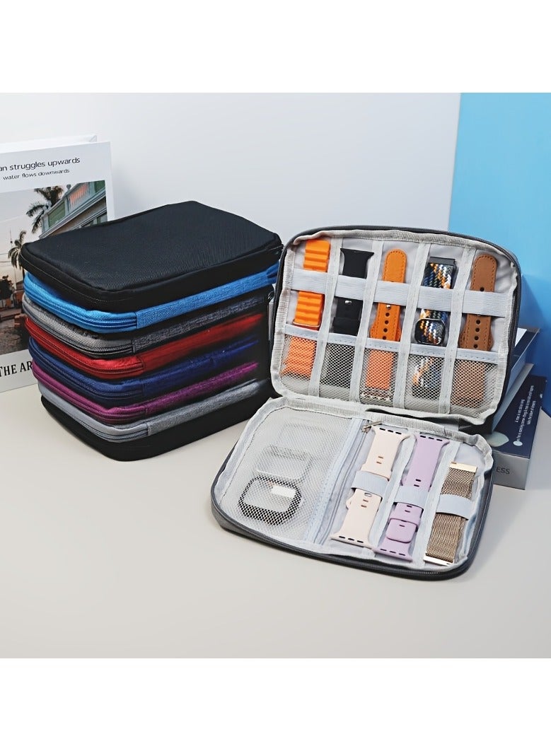 Watch Strap Storage Bag with 8 Elastic Rings to Store 8 Straps, a Zipper Pocket to Store Watch Cases and Other Watch Accessories.  - Image 3