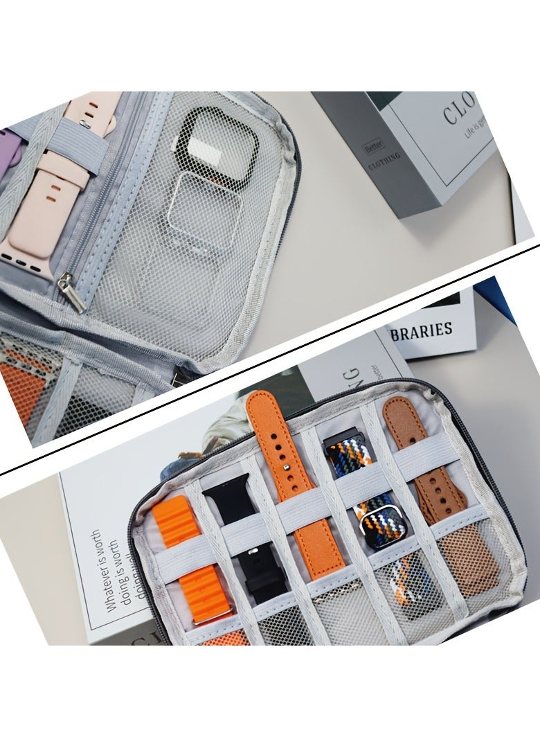 Watch Strap Storage Bag with 8 Elastic Rings to Store 8 Straps, a Zipper Pocket to Store Watch Cases and Other Watch Accessories.  - Image 4