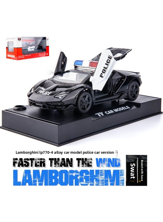 1:32 Alloy Car Model Police Public Security Special Police Sports Car Model Sound And Light Huili Toy Car Children's Gifts-Color:770 Black Police Car  - Image 1