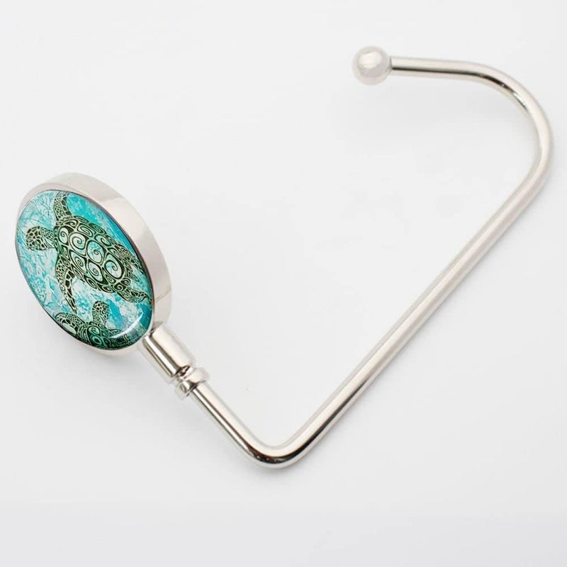 ROFLYER Purse Hook Hanger for Table Bar Handbag Hanger Safer Cleaner Bag Table Hanger with Velvet Pouch (Black Turtle) - Image 3