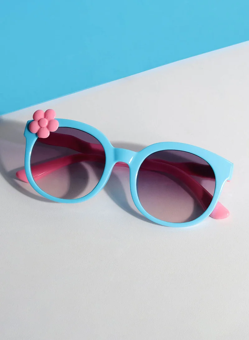 Woggles EyeBloom Blue Round Kids Sunglasses