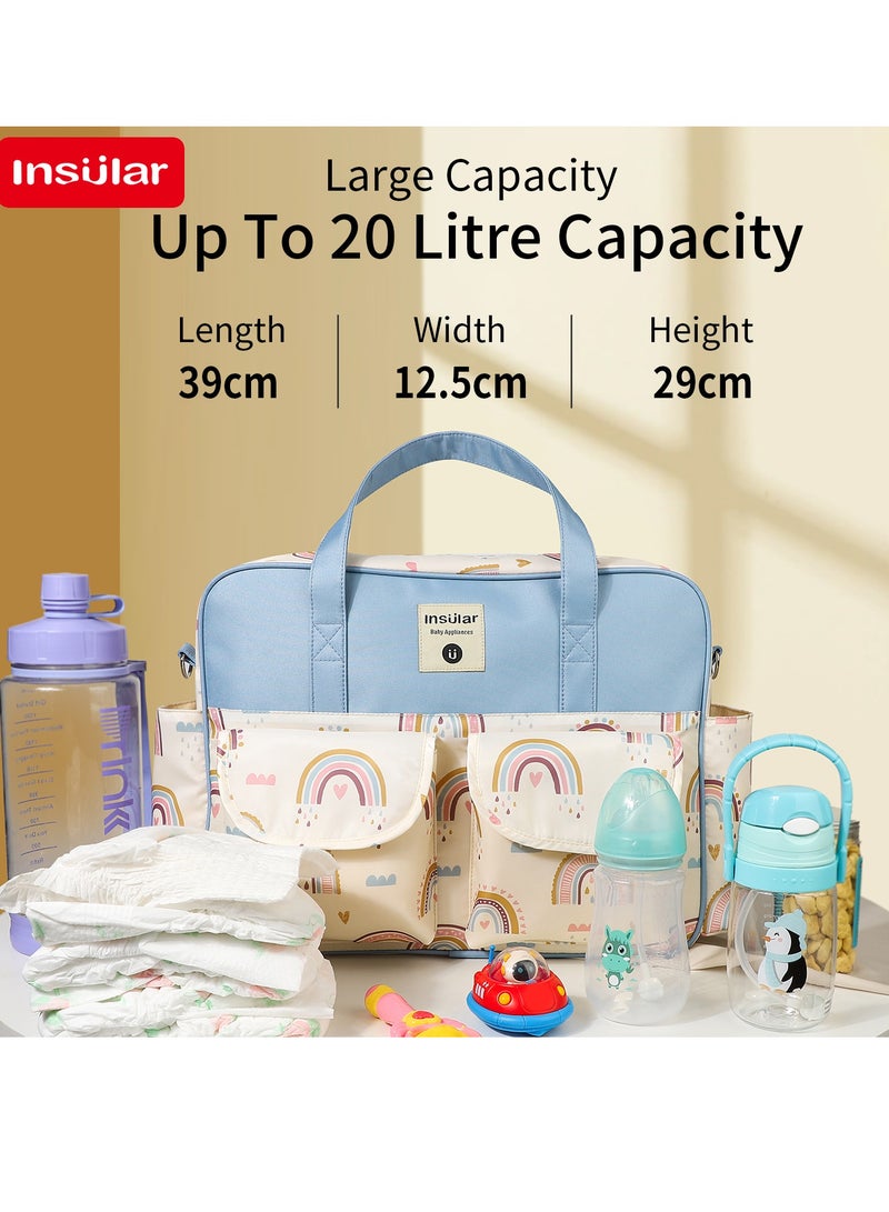 insular Diaper Bag, Portable Baby Mom Bag,  Waterproof, Foldable Crib with Stroller Straps, Changing Pad, Travel Friendly - Image 2