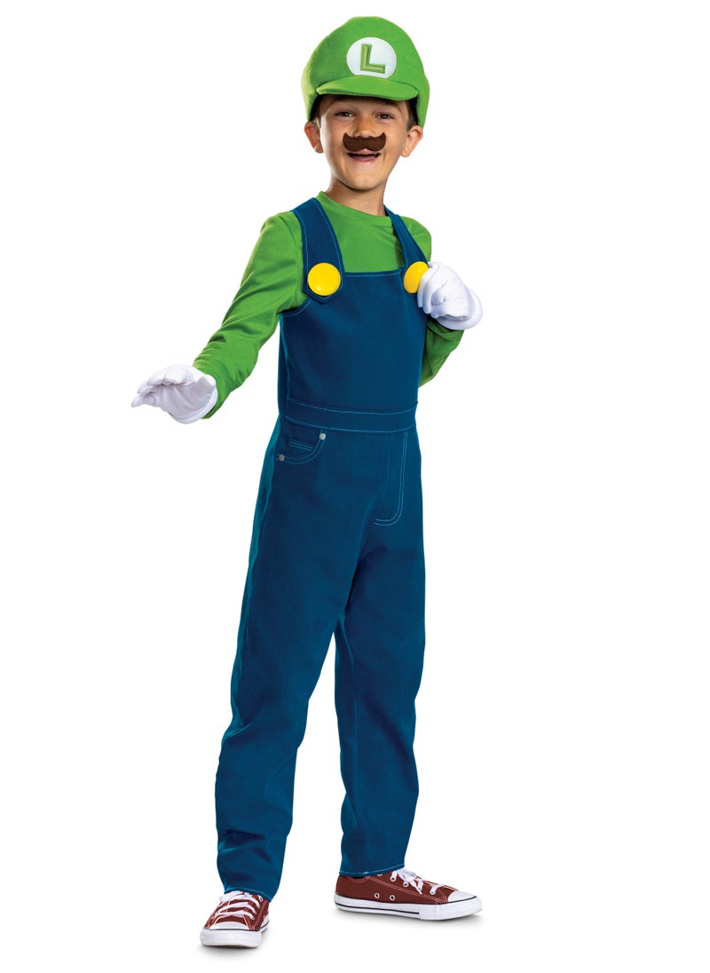 Party Centre - Luigi Costume for Kids, Official Super Mario Bros Costume and Accessories for Children - Image 1