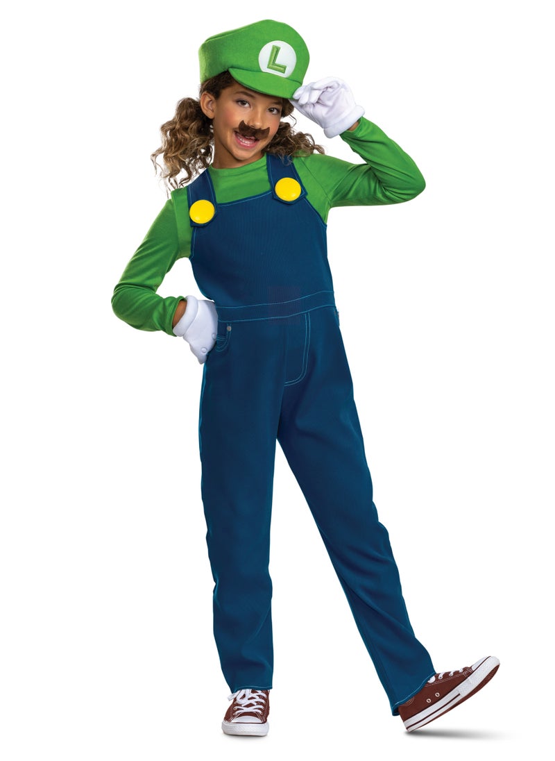 Party Centre - Luigi Costume for Kids, Official Super Mario Bros Costume and Accessories for Children - Image 1