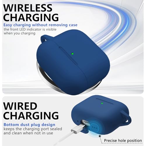 Ljusmicker for AirPods 4 Case Cover 2024 with Cleaner Kit,Soft Silicone Protective Cases for Apple AirPods 4th Generation for Women Men,AirPod 4 Case Accessories with Keychain-Midnight Blue - Image 4