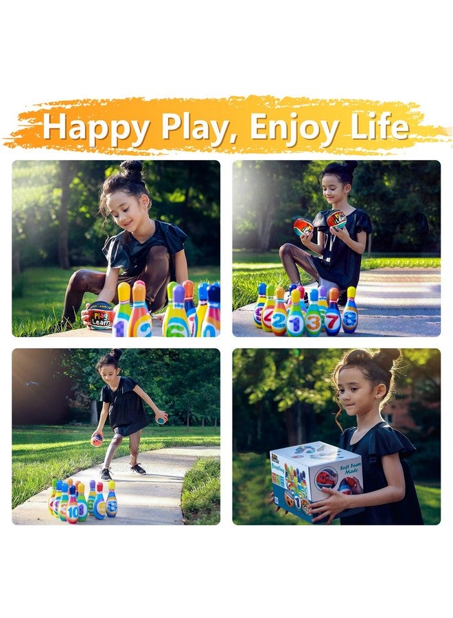 iPlay, iLearn Kids Bowling Toys Set, Toddler Indoor Outdoor Activity Play Game, Soft 10 Foam Pins & Two Balls Playset, Educational, Birthday Party Gift for 18 24 Months, 2 3 Year Old Children Boy Girl - Image 2