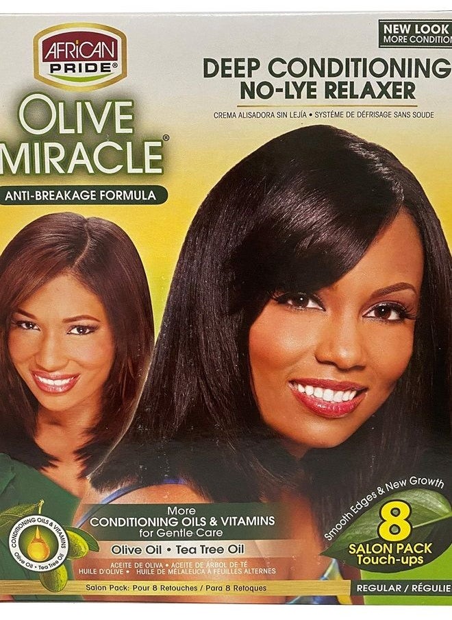 African Pride Olive Miracle Deep Conditioning No-Lye Relaxer - Regular Kit 8-Count 