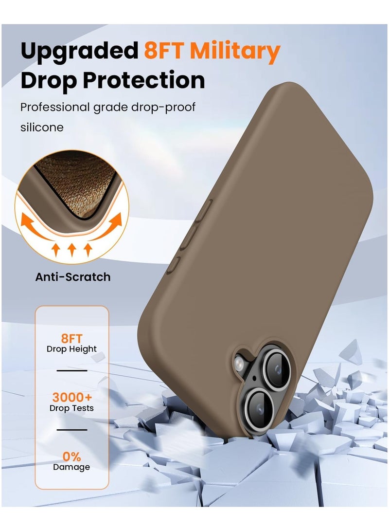 Silicone Case Compatible with iPhone 16 Plus, Slim Liquid Silicone, Layers of Soft Gel Rubber Shockproof, Protective Phone Case Cover with TPU Lining (Brown) - Image 3