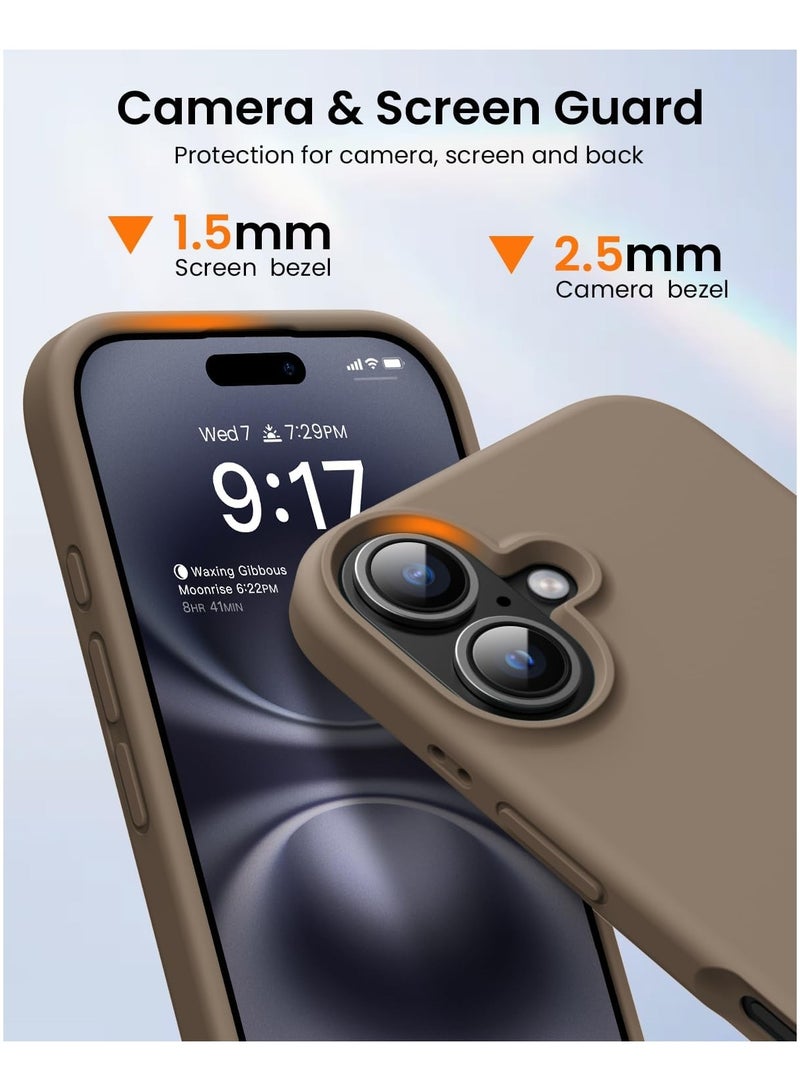Silicone Case Compatible with iPhone 16 Plus, Slim Liquid Silicone, Layers of Soft Gel Rubber Shockproof, Protective Phone Case Cover with TPU Lining (Brown) - Image 4