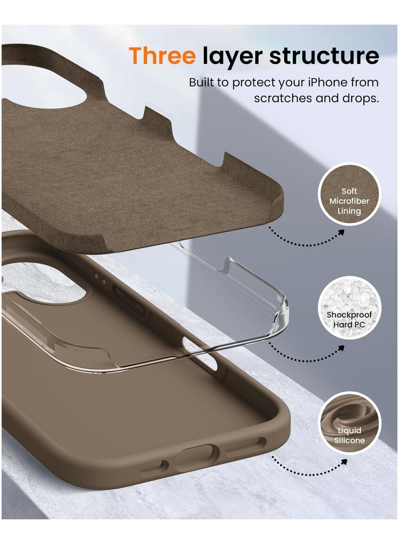 Silicone Case Compatible with iPhone 16 Plus, Slim Liquid Silicone, Layers of Soft Gel Rubber Shockproof, Protective Phone Case Cover with TPU Lining (Brown) - Image 5