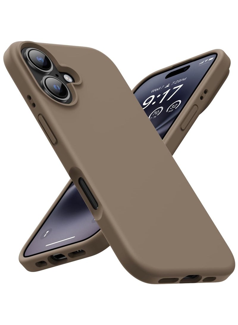 Silicone Case Compatible with iPhone 16 Plus, Slim Liquid Silicone, Layers of Soft Gel Rubber Shockproof, Protective Phone Case Cover with TPU Lining (Brown) - Image 1