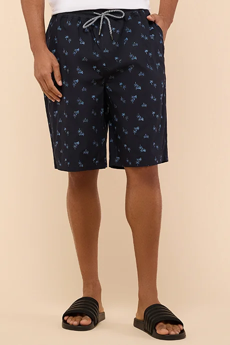 R&B Printed Lounge Shorts with Drawstring Waist
