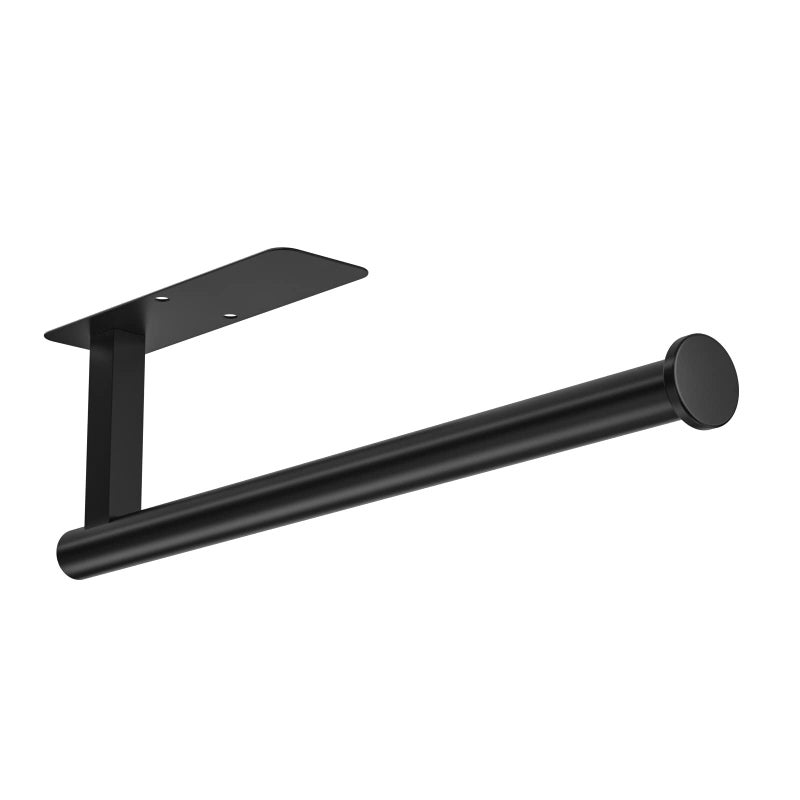 ASTOFLI Paper Towel Holder Under Cabinet No Drilling Self Adhesive Paper Towel Holder Wall Mount for Kitchen Rack Under Counter Napin Holder No Drill RV 304 Stainless Steel Matte Black
