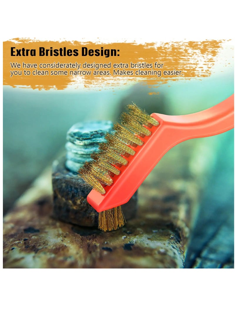 SOLARAE 10-Piece Wire Brush for Cleaning Weld Slag Rust, Brass Stainless Steel Nylon Wire Brush, Extra Bristles for Narrow Areas, Heavy Duty Mini Crimping Scratch Brush, Cleaning Grill Weld Slag Rust - Image 2