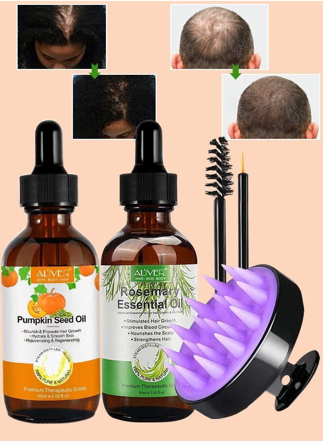 Rosemary & Pumpkin Oil with Hair Scalp Massager Brush for Hair Growth Pure Organic Rosemary Oil for Dry Damaged Hair and Growth Hair Scalp Oil Hair Loss Treatment Oil for Men and Women 60ml x 2 - pzsku/Z358ECA202494150E6298Z/45/_/1711717315/542916d0-fd7d-4267-9eec-c20c0e1cfd66