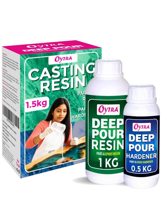 Oytra سائل تقوية صب عميق أويترا 2:1 مواد فنية راتنج إبوكسي شفاف للحرف اليدوية مثالي للحفاظ على الطاولات الاحترافية ومشاريع الفن الكبيرة (1.5 كجم) - Image 1