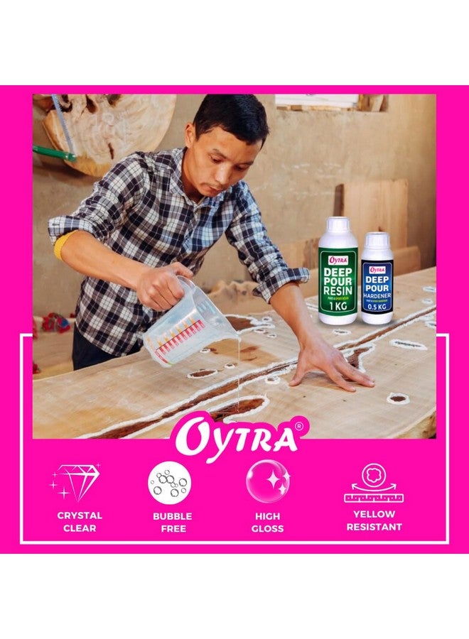 Oytra سائل تقوية صب عميق أويترا 2:1 مواد فنية راتنج إبوكسي شفاف للحرف اليدوية مثالي للحفاظ على الطاولات الاحترافية ومشاريع الفن الكبيرة (1.5 كجم) - Image 4