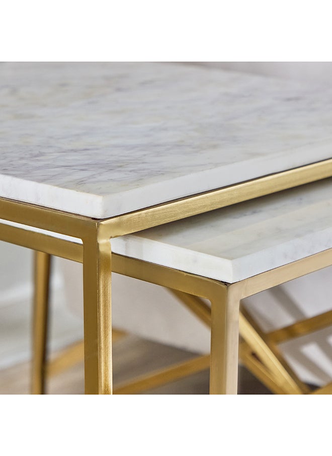 Home Box - Otis Genuine Marble Top Nest of Tables - Set of 2 - Image 1