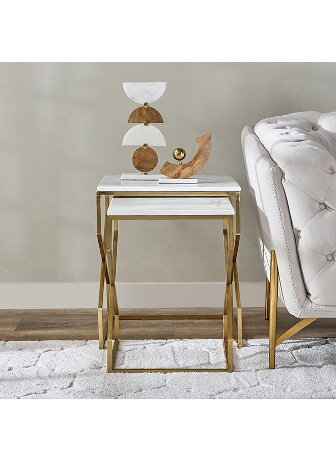 Home Box - Otis Genuine Marble Top Nest of Tables - Set of 2 - Image 1