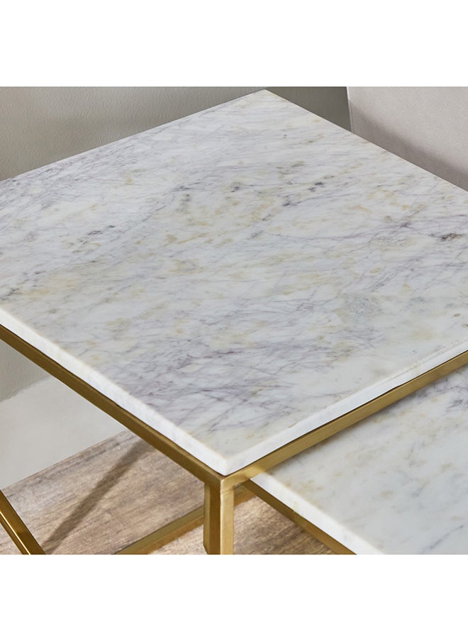 Home Box - Otis Genuine Marble Top Nest of Tables - Set of 2 - Image 1
