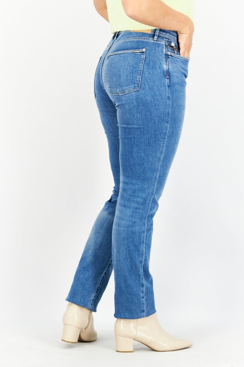 Women Straight Fit Washed Stretchable Jeans, Blue