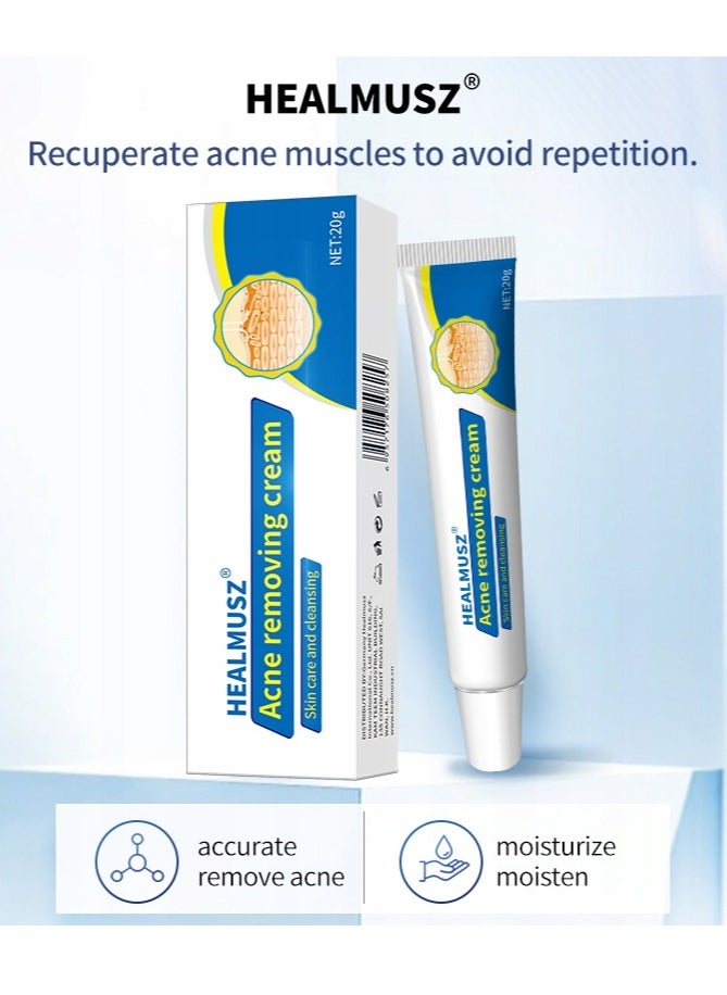 HEALMUSZ - Acne Removing Cream Natural Moisturizing Cream Acne Treatment Cream Skin Care and Cleansing Clear Face and Body Acne Blemish Cream for Acne and Blackheads Pimple Treatment Cream 20g - Image 1