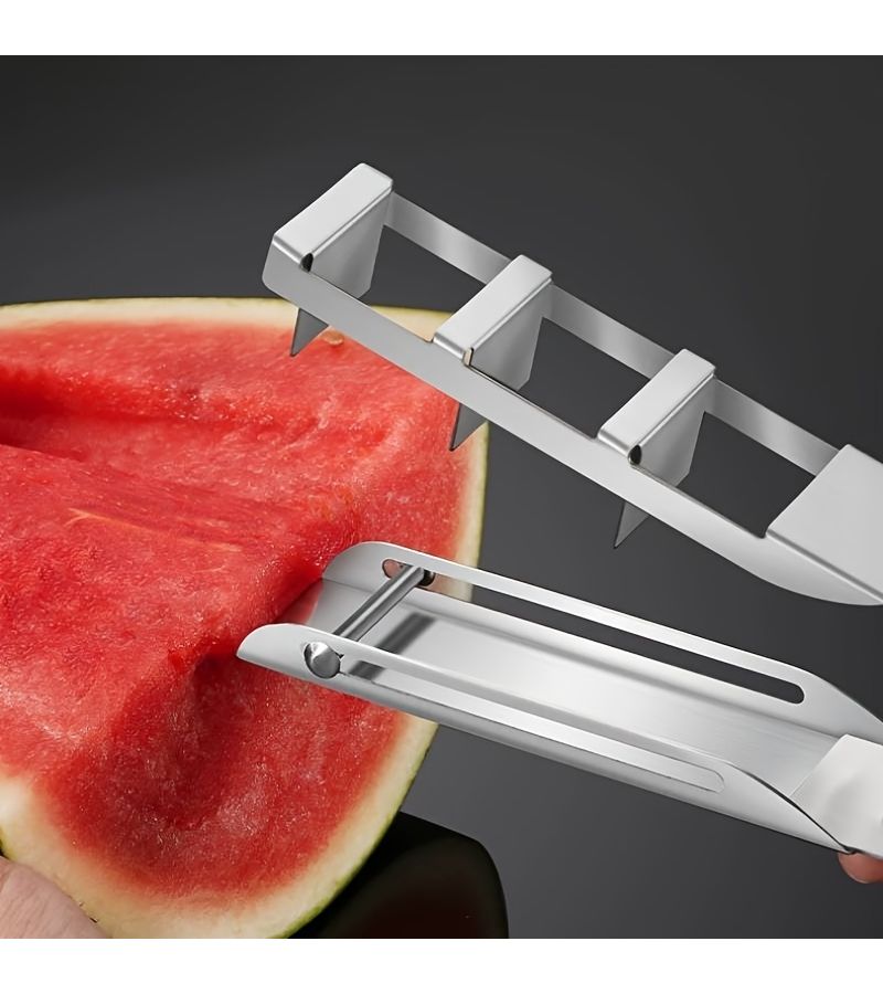 أداة تقطيع البطيخ وشوكتان للفواكه من الستانلس ستيل - Image 4