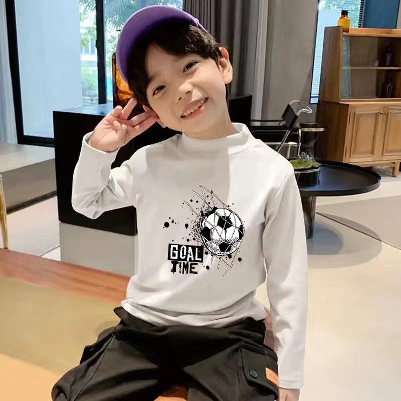 Y2437# Boys Sports Inner Thickened Backing Shirt New Children'S German Velvet Warm Winter Wear For Little Boys - Image 1