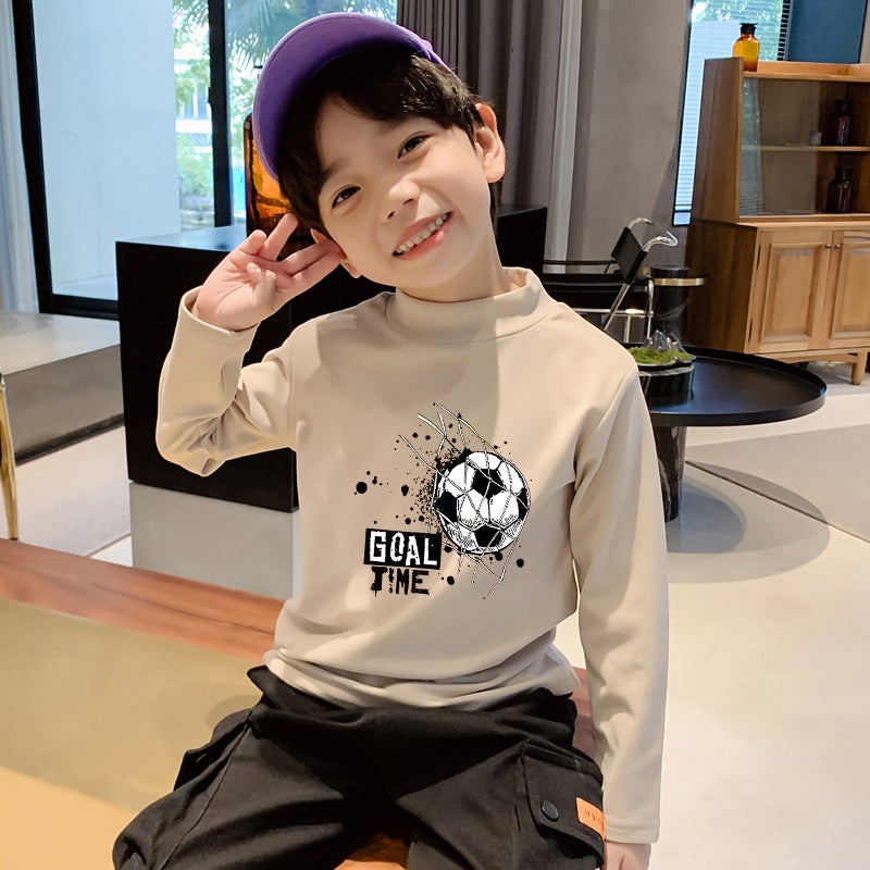 Y2437# Boys Sports Inner Thickened Backing Shirt New Children'S German Velvet Warm Winter Wear For Little Boys - Image 5